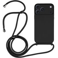 Szilikon tok zsinórral iPhone 17 Pro Max-hoz - fekete