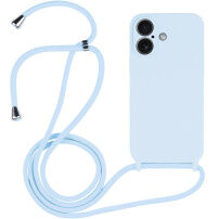 Szilikon tok zsinórral iPhone 16-hoz - kék