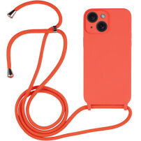 Szilikon tok zsinórral - iPhone 15 - narancssárga