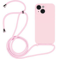 Szilikon tok zsinórral - iPhone 14 - rózsaszín