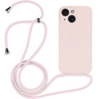 Szilikon tok zsinórral - iPhone 14 Plus - régi rózsaszín