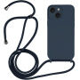 Szilikon tok zsinórral - iPhone 14 Plus - sötétkék