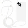 Szilikon tok zsinórral - iPhone 14 Plus - fehér