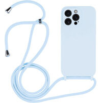 Szilikon tok zsinórral - iPhone 14 Pro Max - kék
