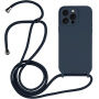 Szilikon tok zsinórral - iPhone 14 Pro Max - sötétkék
