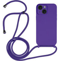 Szilikon tok zsinórral iPhone 13-hoz - lila
