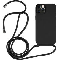 Szilikon tok zsinórral iPhone 12 Pro Max - fekete