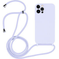 Szilikon tok zsinórral iPhone 12 Pro Max készülékhez - világoslila