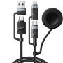 ESSAGER 3 az 1-ben univerzális fonott töltő- és adatkábel - USB-C / USB-A - mágneses korong / USB-C / Lightning - 1 m - fekete