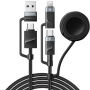 ESSAGER 3 az 1-ben univerzális fonott töltő- és adat Kábel - USB-C / USB-A mágneses korong / USB-C / Lightning - 2 m - fekete