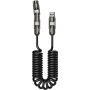 WEKOME WDC-80 2 az 1-ben spirálos töltő- és adatkábel - USB-C / USB-A - USB-C / Lightning - 1,8 m - fekete