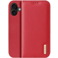DUX DUCIS Hivo bőr flip tok iPhone 16-hoz - piros
