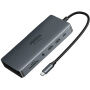 UGREEN 15965 11 az 1-ben hub - SD / TF kártya slot / RJ45 / 2x HDMI / 3,5 mm jack / 2x USB-C / 3x USB-A - USB-C MacBookhoz - szürke