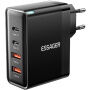 ESSAGER ES-CD37 gyorstöltő töltő adapter 2x USB-C / 2x USB-A porttal - 100W - fekete