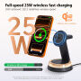 Q36-A Qi2 3 az 1-ben mágneses vezeték nélküli állvány lámpával iPhone / Apple Watch / AirPods készülékekhez - 25W - fehér