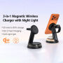 Q36-A Qi2 3 az 1-ben mágneses Vezeték nélküli Állvány lámpával iPhone / Apple Watch / AirPods számára - 25W - fekete