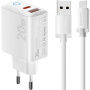 ESSAGER ES-CD55 USB-C / USB-A töltő adapter és USB-A - Lightning kábel szett - 20W - 1 m - fehér