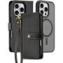 DUX DUCIS Lawa 2 az 1-ben levehető flip tok, MagSafe és pénztárca iPhone 16 Pro készülékhez - fekete