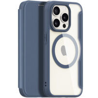 DUX DUCIS Skin X flip cover tok MagSafe -vel - iPhone 15 Pro - sötétkék