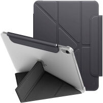 UNIQ Camden Lite behajtható tok origami állvánnyal és Apple Pencil tartóhellyel iPad 10,9" (2022) / 11" (2025) készülékhez - sötétszürke