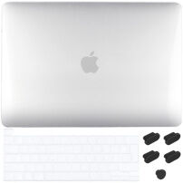ENKAY 3az1-ben fényes tok, ultra vékony EU billentyűzet védővel és port dugókkal - MacBook Pro 13" Touch Bar -al (A2251 / A2289 / A2338) - tiszta