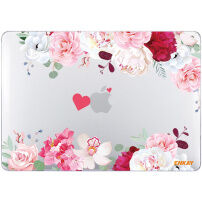 ENKAY fényes transzparens tok mintával - MacBook Pro 16" (A2141) - rózsaszín bazsarózsa