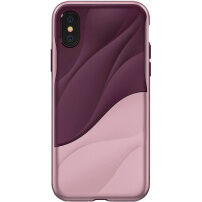 Elegáns tok 3D mintával Apple iPhone XS / iPhone X - borszínű / rózsaszín-arany