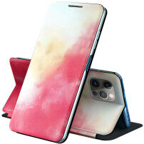 Flip cover védőtok akvarell mintával - iPhone 13 Pro Max - piros
