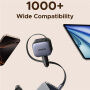 UGREEN EC604 autós töltő készlet 2x USB-C / USB-A porttal és visszahúzható USB-C Kábel - 145W - 70 cm - szürke