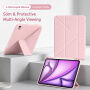 XDcase Y-fold Behajtható tok origami Állvány-nyal és Apple Pencil tartóval iPad 10,9" (2022) / 11" (2025) készülékhez - rózsaszín