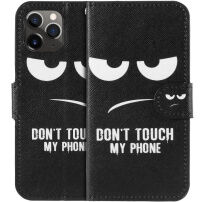 Flip cover tok állvánnyal - Do not touch my phone - iPhone 11 Pro - fekete