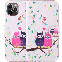 Flip cover tok állvánnyal - bagoly szerelem - iPhone 11 Pro - színes