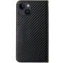 Flip cover borító szénszálas mintával - iPhone 14 - fekete