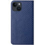 Flip cover borító szénszálas mintával - iPhone 14 - kék