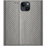 Flip cover borító szénszálas mintával - iPhone 14 - szürke