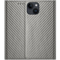 Flip cover borító szénszálas mintával - iPhone 14 - szürke