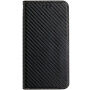 Flip cover borító szénszálas mintával - iPhone 13 Pro Max - fekete