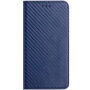 Flip cover borító szénszálas mintával - iPhone 13 Pro Max - kék