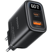 Yesido YC122 GaN gyorstöltő töltő adapter USB-C / USB-A portokkal - 40W-60W - fekete