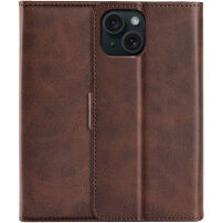 Flip cover PU műbőr tok - iPhone 15 Plus - barna