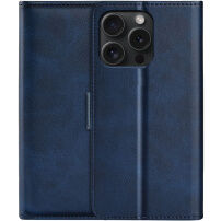 Flip cover PU műbőr tok - iPhone 15 Pro - sötétkék