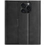 Flip cover PU műbőr tok - iPhone 15 Pro Max - fekete