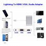 Redukció 8pin Lightning male / HDMI / VGA / audio female mert iPhone / iPad - ezüst