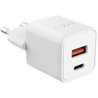 FIXED GaN mini gyorstöltő töltő adapter USB-C / USB-A portokkal - 45W - fehér