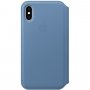 Apple Folio bőr flip cover tok iPhone XS - búzavirág kék