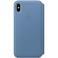 Apple Folio bőr flip cover tok iPhone XS Max - búzavirág kék