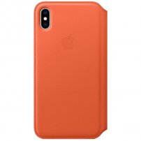 Apple Folio bőr flip cover tok iPhone XS Max - sötét narancssárga