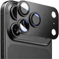 ENKAY Edzett üveg fém kerettel a kamera lencséinek védelmére iPhone 18 Pro Max készülékhez - fekete