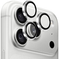 Rurihai fémkeretes Edzett üveg a hátsó kamera lencséinek védelmére iPhone 18 Pro / 18 Pro Max készülékhez - ezüst