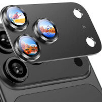 Rurihai fémkeretes Edzett üveg a kamera lencséinek védelmére iPhone 18 Pro Max készülékhez - sötétszürke